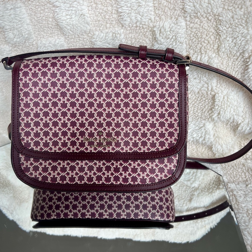 Kate Spade Burgundy Patterned Crossbody Bag